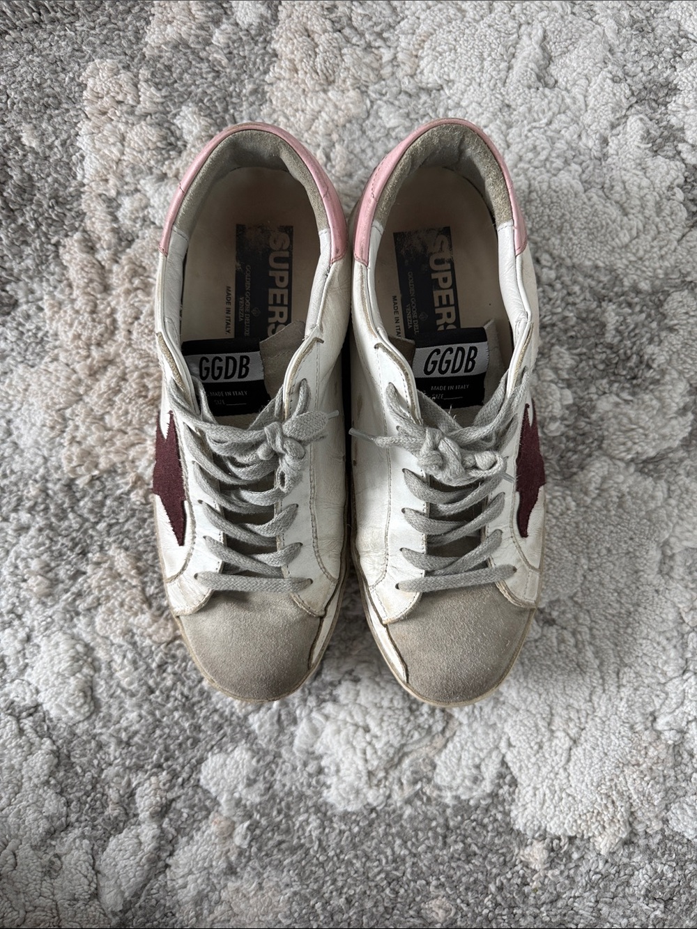 Golden Goose Women’s Super-Star Distressed Suede Trim Leather Sneakers Size 38